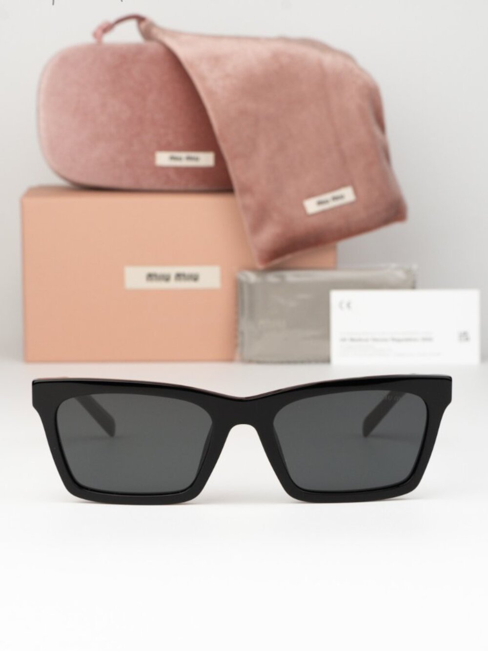 Miu Miu Men Sunglasses Black Grey Rectangle MUA05S 16K08Z NEW AUTHENTIC